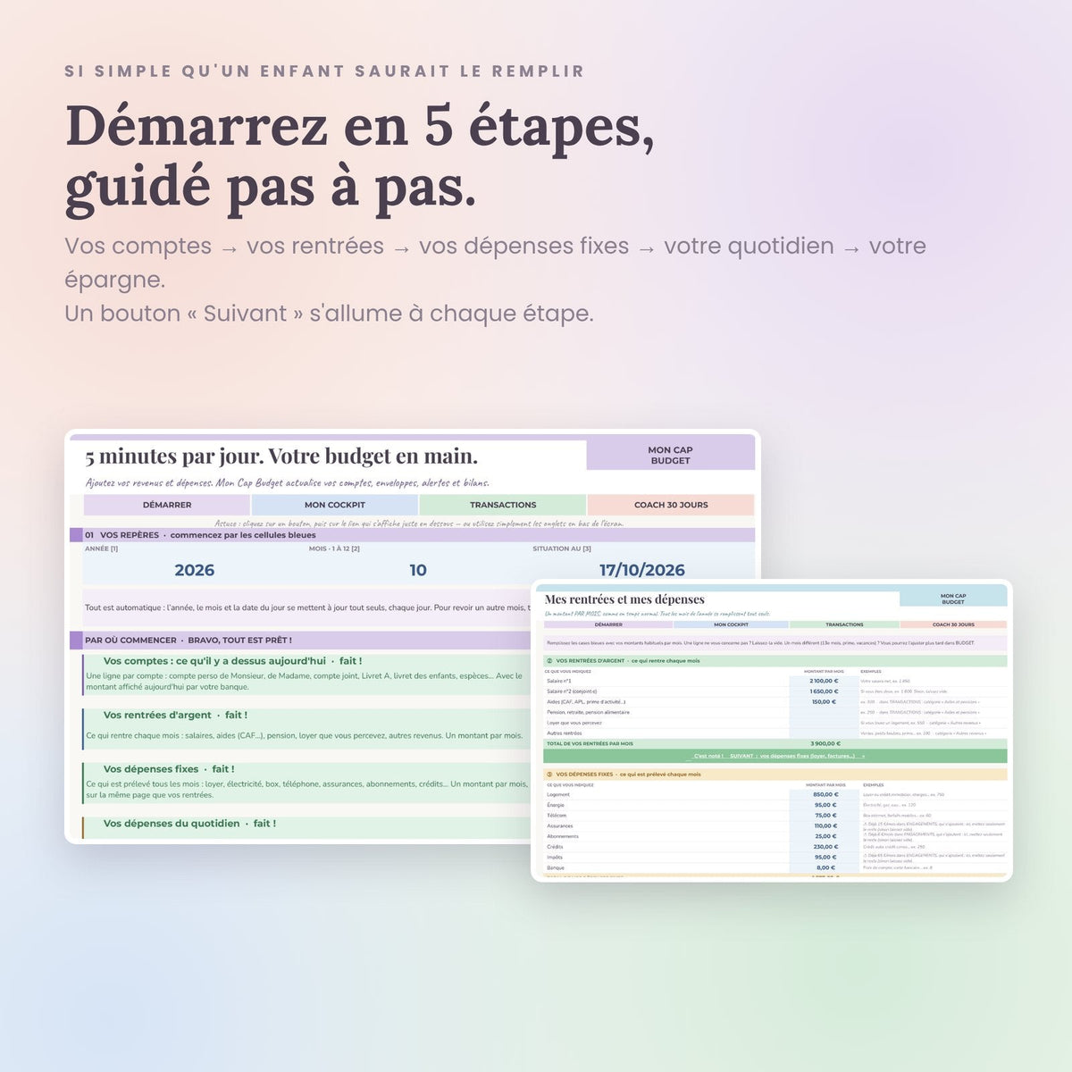 Démarrer en 5 étapes guidées